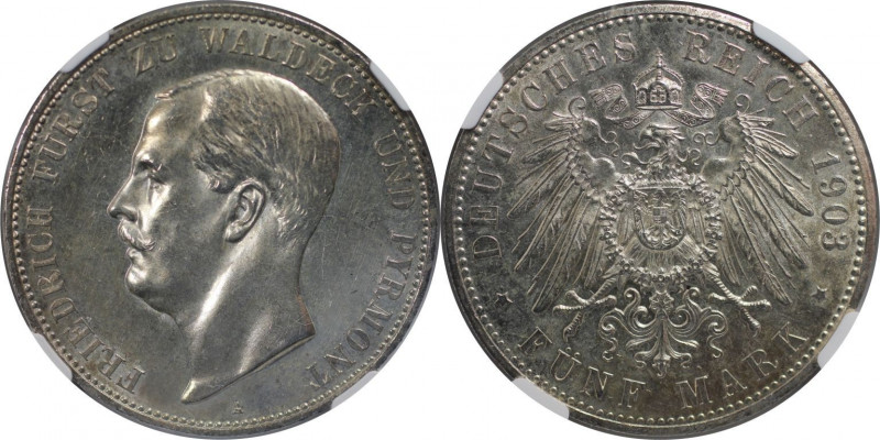 Deutsche Münzen und Medaillen ab 1871, REICHSSILBERMÜNZEN, Waldeck-Pyrmont. Frie...