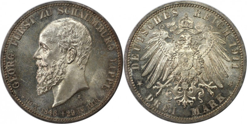 Deutsche Münzen und Medaillen ab 1871, REICHSSILBERMÜNZEN, Schaumburg-Lippe, Geo...