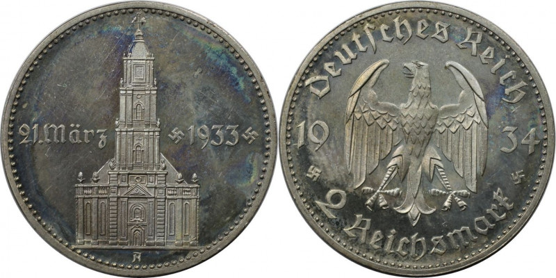 Deutsche Münzen und Medaillen ab 1871, 3. REICH 1933-1945. 2 Reichsmark 1934 A, ...