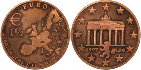 Deutsche Münzen und Medaillen ab 1945, BUNDESREPUBLIK DEUTSCHLAND. Europawoche 3.-11. Mai 1997 Berlin. Medaille "1 1/2 Euro" 1997, Kupfer. Sehr schön-...