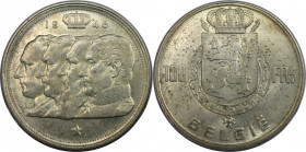 Europäische Münzen und Medaillen, Belgien / Belgium. Leopold III. (1934-1950). 100 Francs 1948. Silber. KM 139. Sehr schön+. Patina