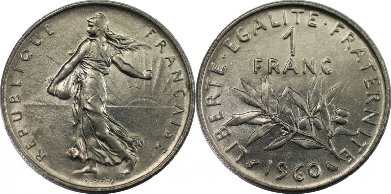 Europäische Münzen und Medaillen, Frankreich / France. 1 Franc 1960. Nickel. KM ...