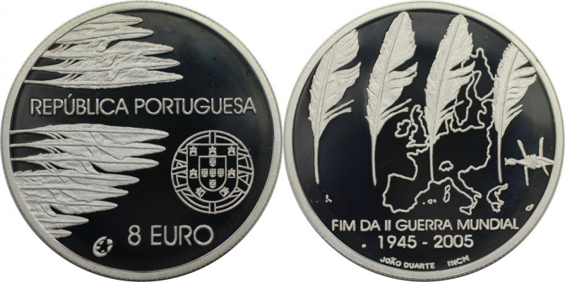 Europäische Münzen und Medaillen, Portugal. 60 Jahre Frieden und Freiheit. 8 Eur...