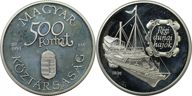 Europäische Münzen und Medaillen, Ungarn / Hungary. Donauschiff "Arpad". 500 For...