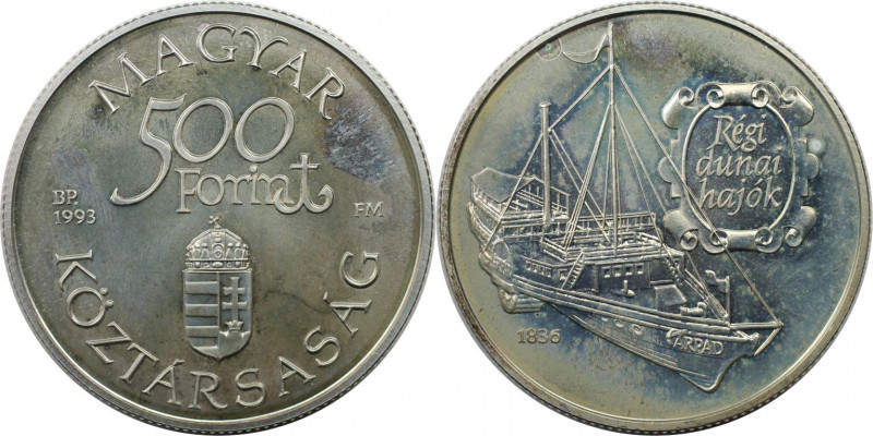 Europäische Münzen und Medaillen, Ungarn / Hungary. Donauschiff "Arpad". 500 For...