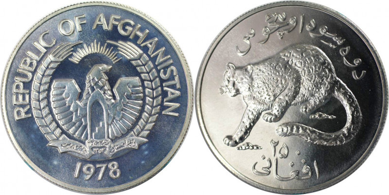 Weltmünzen und Medaillen, Afghanistan. Schneeleopard. 250 Afghanis 1978, 28.57 g...