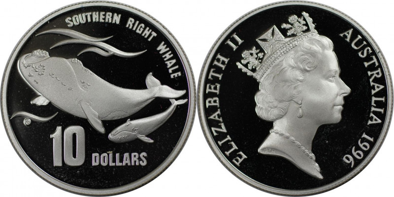 Weltmünzen und Medaillen, Australien / Australia. Wale. 10 Dollars 1996. 20,0 g....