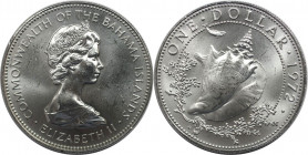 Weltmünzen und Medaillen, Bahamas. Muschel. 1 Dollar 1972. 18,14 g. 0.800 Silber. 0.47 OZ. KM 22. Stempelglanz