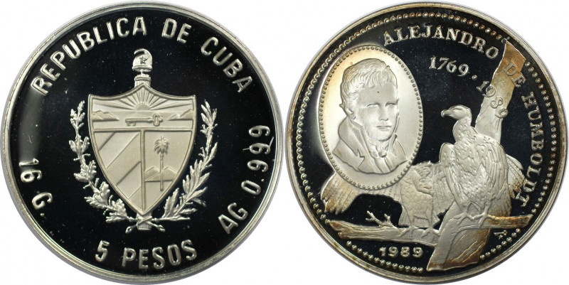 Weltmünzen und Medaillen, Kuba / Cuba. Alexander von Humboldt. 5 Pesos 1989. 16,...