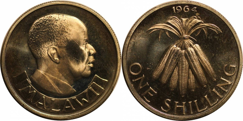 Weltmünzen und Medaillen, Malawi. 1 Schilling 1964. KM 2. Kupfer-Nickel-Zink. Po...