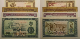 Banknoten, Albanien / Albania, Lots und Sammlungen. 3 Leke 1976 (P.41a), 5 Leke 1976 (P.42a), 5 Leke 1964 (P.35), 10 Leke 1976 (P.043a). Lot von 4 Stü...