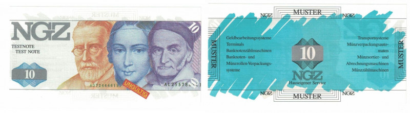 Banknoten, Deutschland / Germany. Testbanknoten DM-Währung. NGZ Testnote 10. UNC...