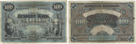 Banknoten, Deutschland / Germany. Bayern - Bayerische Notenbank. 100 Mark 1900 Länder-Banknote. BAY-3. III