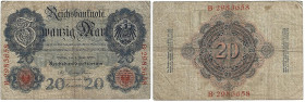 Banknoten, Deutschland / Germany. Deutsches Reich. Reichsbanknote 20 Mark 1907. Ro.28. IV