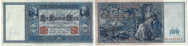 Banknoten, Deutschland / Germany. Deutsches Reich. Reichsbanknote 100 Mark 1908....