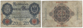 Banknoten, Deutschland / Germany. Deutsches Reich. Reichsbanknote 20 Mark 1908. Ro.31. III