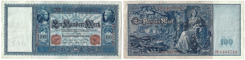 Banknoten, Deutschland / Germany. Deutsches Reich. Reichsbanknote 100 Mark 1909....