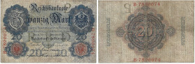 Banknoten, Deutschland / Germany. Deutsches Reich. Reichsbanknote 20 Mark 1909. Ro.37. IV