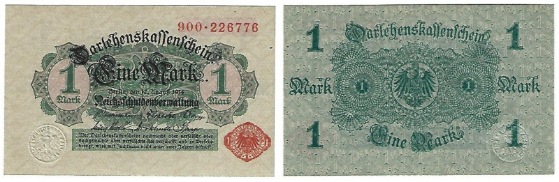 Banknoten, Deutschland / Germany. Deutsches Reich. Darlehenskassenschein 1 Mark ...