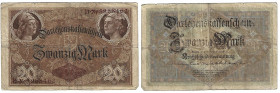 Banknoten, Deutschland / Germany. Deutsches Reich. Darlehenskassenschein 20 Mark 1914. Ro.49b. IV