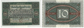 Banknoten, Deutschland / Germany. Deutsches Reich, Weimarer Republik. Reichsbanknote 10 Mark 1920. Ro.63a. I