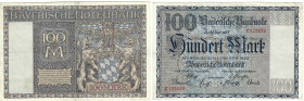 Banknoten, Deutschland / Germany. Bayern - Bayerische Notenbank. 100 Mark 1922 Länder-Banknote. BAY-4. III