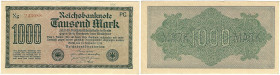 Banknoten, Deutschland / Germany. Deutsches Reich, Weimarer Republik. Reichsbanknote 1000 Mark 1922. Ro.75d. I