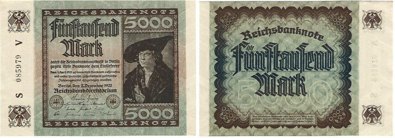 Banknoten, Deutschland / Germany. Deutsches Reich, Weimarer Republik. Reichsbank...