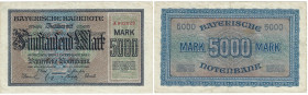 Banknoten, Deutschland / Germany. Bayern - Bayerische Notenbank. 5000 Mark 1922 Länder-Banknote. BAY-6. III