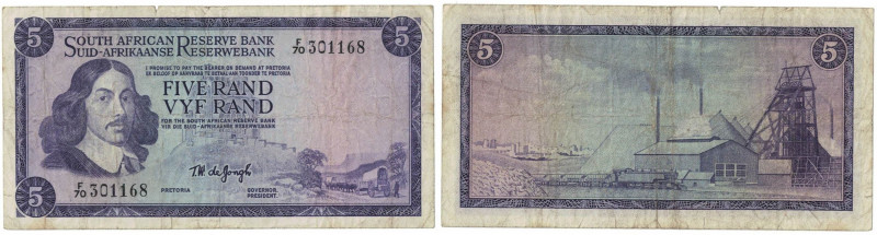 Banknoten, Südafrika / South Africa. 5 Rand ND (1967-1974). Erste Zeilen mit Ban...