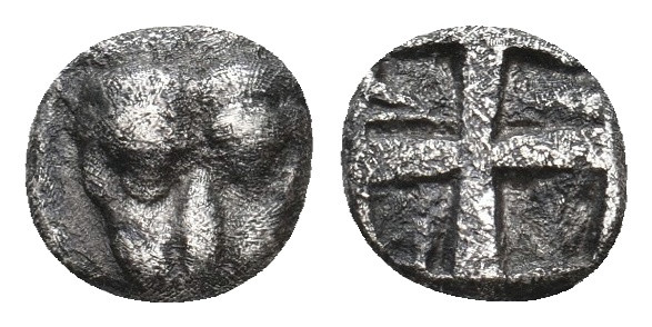CIMMERIAN BOSPOROS. Pantikapaion. (Circa 480-470 BC). AR Obol.
Obv: Facing head ...
