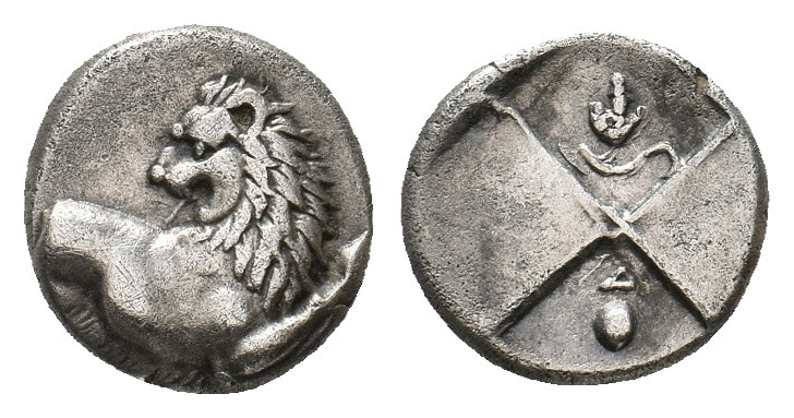 THRACE. Chersonesos. (Circa 386-338 BC). AR Hemidrachm.
Obv: Forepart of lion ri...