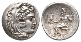KINGS OF MACEDON. Alexander III 'the Great' (336-323 BC). AR Drachm. Sardes. Struck under Menander, circa 324/3 BC.
Obv: Head of Herakles right, weari...