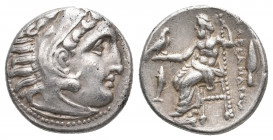 KINGS OF MACEDON. Alexander III 'the Great' (336-323 BC). AR Drachm. Kolophon. Struck under Philip III, circa 322-319 BC.
Obv: Head of Herakles right,...