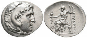 KINGS OF MACEDON. Alexander III 'the Great' (336-323 BC). AR, Tetradrachm. Phaselis. Dated CY 25 (194/3 BC).
Obv: Head of Herakles right, wearing lion...