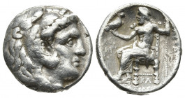 KINGS OF MACEDON. Alexander III 'the Great' (336-323 BC). AR Tetradrachm. Babylon.
Obv: Head of Herakles right, wearing lion skin.
Rev: [ΒΑΣΙΛΕΩΣ] [AΛ...