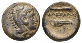 KINGS OF MACEDON. Alexander III 'the Great' (336-323 BC). Uncertain mint in Macedon. Ae.
Obv: Head of Herakles right, wearing lion skin.
Rev: AΛΕΞΑΝΔΡ...
