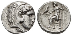 KINGS OF MACEDON. Alexander III 'the Great' (336-323 BC). AR Tetradrachm. Struck under Menes.
Head of Herakles right, wearing lion skin / Zeus Aëtoph...