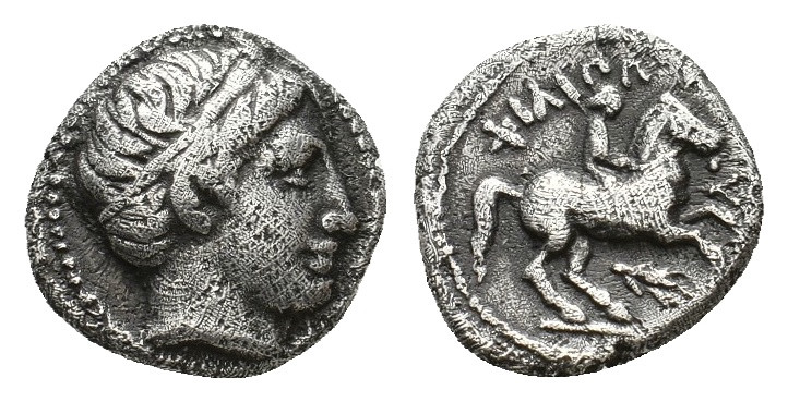 KINGS OF MACEDON. Philipp II. (359-336). AR, 1/5 Tetradrachm. Amphipolis.
Obv: H...