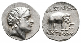 SELEUKID KINGDOM. Antiochos III 'the Great' (222-187 BC). AR Drachm. Nisibis (?).
Obv: Diademed head right.
Rev: ΒΑΣΙΛΕΩΣ / ΑΝΤΙΟΧΟΥ. 
Elephant standi...