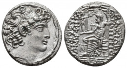 SELEUCIS & PIERIA. Antioch. Pseudo-autonomous issue. 50-7 BC. AR Tetradrachm. Posthumous Philip I Philadelphos type. Dated year 5 of the Caesarian Era...