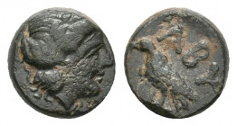 TROAS. Abydos (Circa 350-300 BC.) Ae.
Obv:Laureate head of Apollo right. 
Rev:ABY. 
Eagle standing left.
BMC 4, 33; Tuebingen 217.
Condition: VF.
Weig...