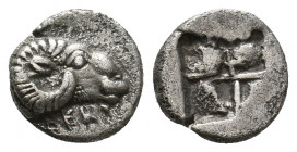 TROAS. Kebren. (5th century BC). AR Diobol.
Obv: KE[BPEN].
Head of ram right.
Rev: Quadripartite incuse square.
SNG Copenhagen 254-5.
Condition: VF.
W...
