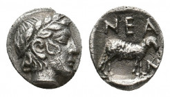 TROAS. Neandria. (4th century BC). AR Hemiobol.
Obv: Laureate head of Apollo right.
Rev: NEAN.
Ram standing right within incuse square.
SNG Copenhagen...
