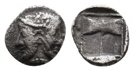 TROAS. Tenedos. (Early-mid 5th century BC). AR Obol.
Obv: Janiform female and male head.
Rev: Labrys within incuse square.
BMC 7; HGC 6, 381.
Conditio...