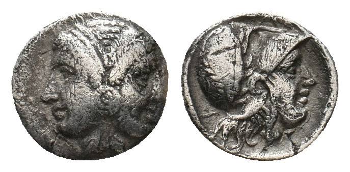 MYSIA. Lampsakos. (Circa 390-330 BC). AR Trihemiobol.
Obv: Female double-head, w...