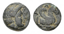 MYSIA. Lampsakos. (4th-3rd centuries BC). Ae.
Obv: ΛΑΜ.
Laureate female head right.
Rev: ΨΑ.
Forepart of Pegasos right; below, mouse left.
SNG France ...