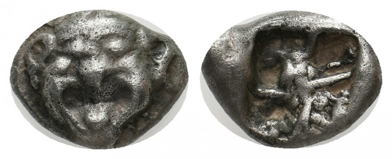 MYSIA. Parion (5th century BC). AR Drachm.
Obv: Facing gorgoneion with protrudin...