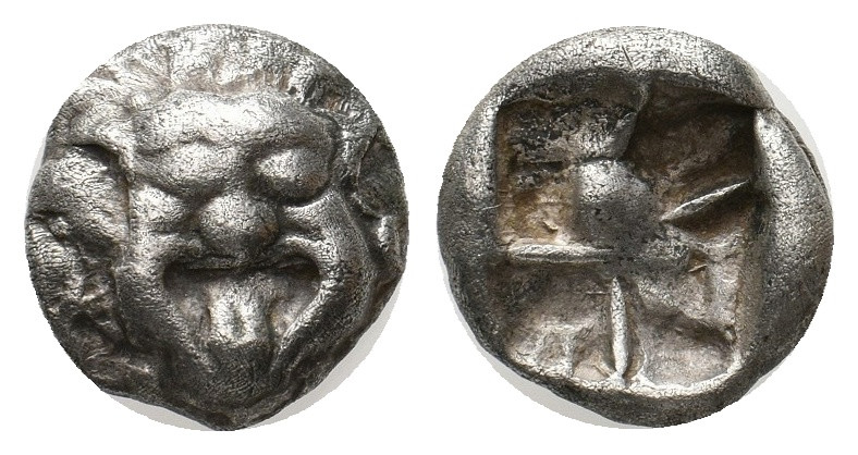 MYSIA. Parion (5th century BC). AR Drachm.
Obv: Facing gorgoneion with protrudin...