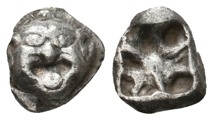 MYSIA. Parion (5th century BC). AR Drachm.
Obv: Facing gorgoneion with protrudin...